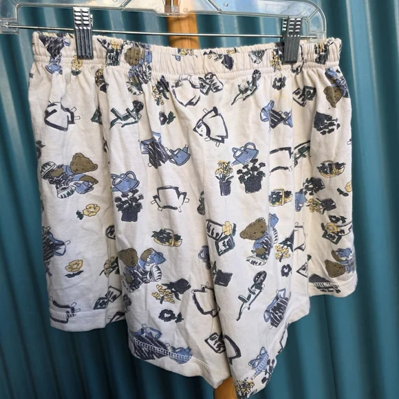 Teddy Bear Patterned White and Blue Two-Piece Set Pajamas Medium - Picture 8 of 13